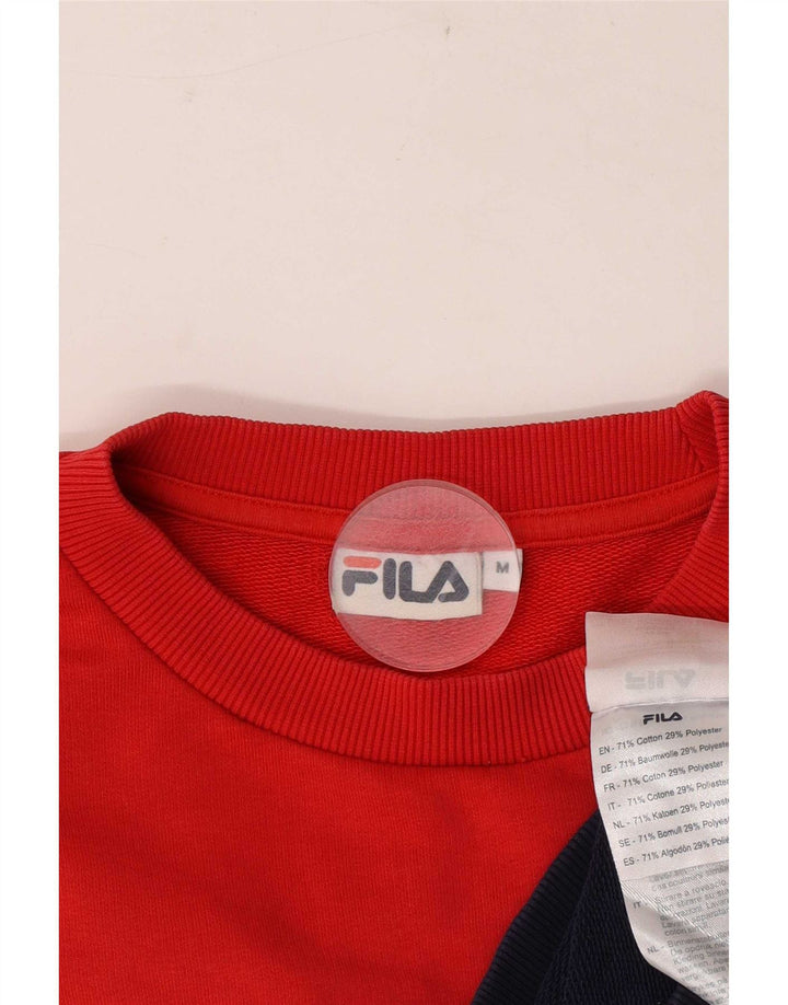 Felpa grafica da donna Fila Jumper UK 14 Cotone color block rosso medio