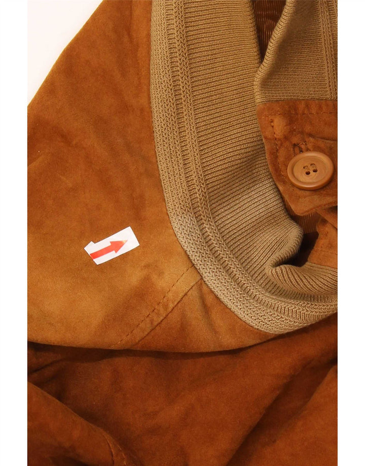 Giubbotto bomber in pelle scamosciata da uomo Project Classico UK 42 XL in pelle marrone