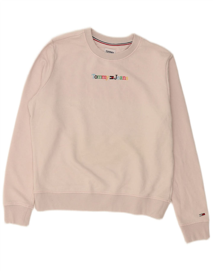 Felpa oversize con grafica da donna Tommy Hilfiger Maglione UK 10 Small Rosa