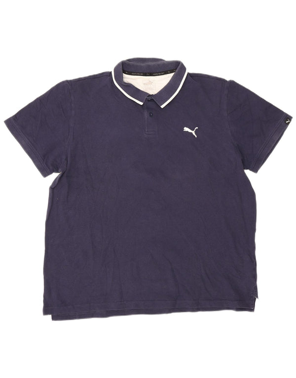 Polo da uomo Puma XL in cotone a righe blu navy