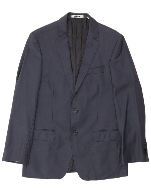 Giacca blazer da uomo a 2 bottoni Dkny UK 38 media lana blu navy