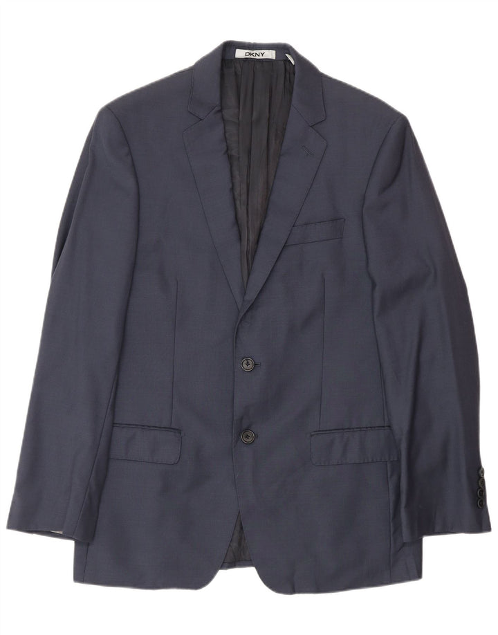 Giacca blazer da uomo a 2 bottoni Dkny UK 38 media lana blu navy