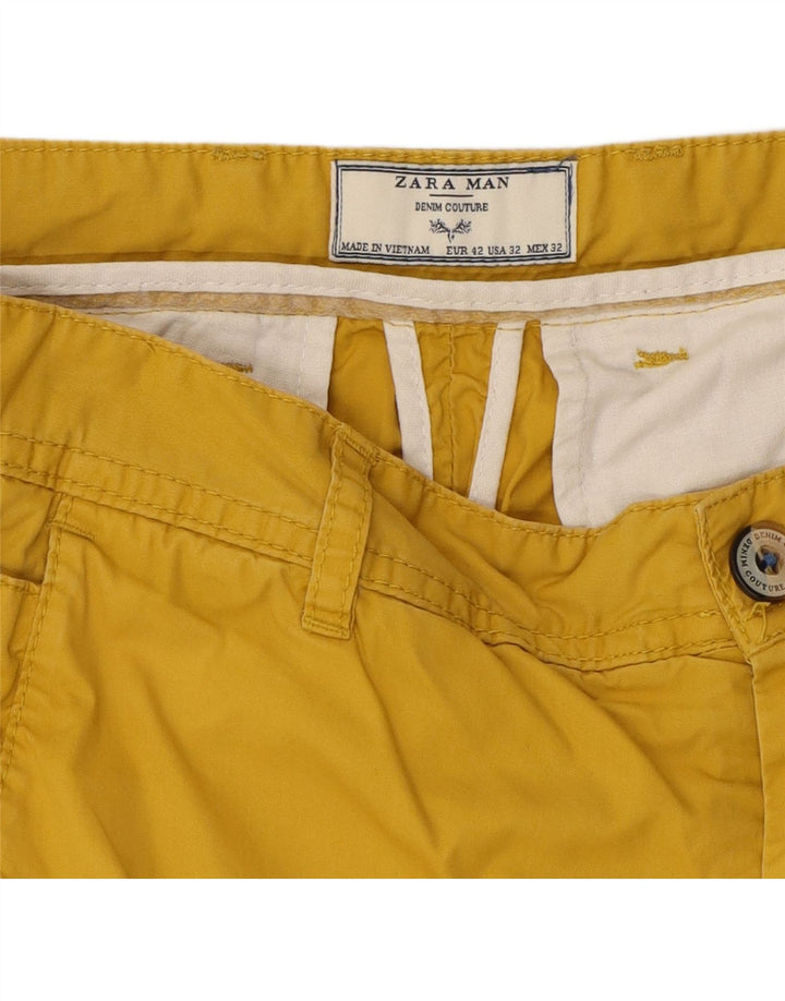 ZARA Womens Chino Shorts W32 Medium Yellow Vintage Zara and Second-Hand Zara from Messina Hembry 