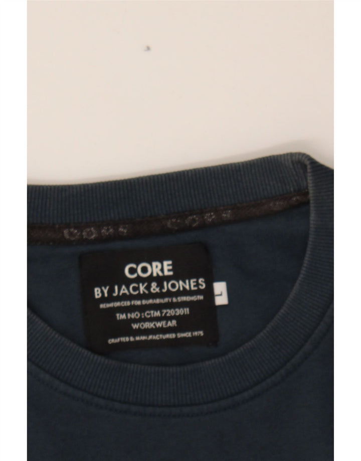 JACK & JONES Mens Graphic Sweatshirt Jumper Large Navy Blue Cotton Vintage Jack & Jones and Second-Hand Jack & Jones from Messina Hembry 