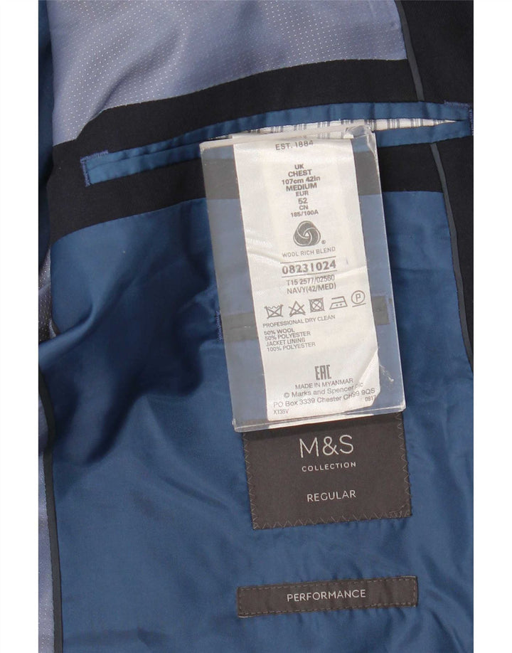 Giacca blazer a 2 bottoni da uomo Marks & Spencer UK 42 grande blu navy