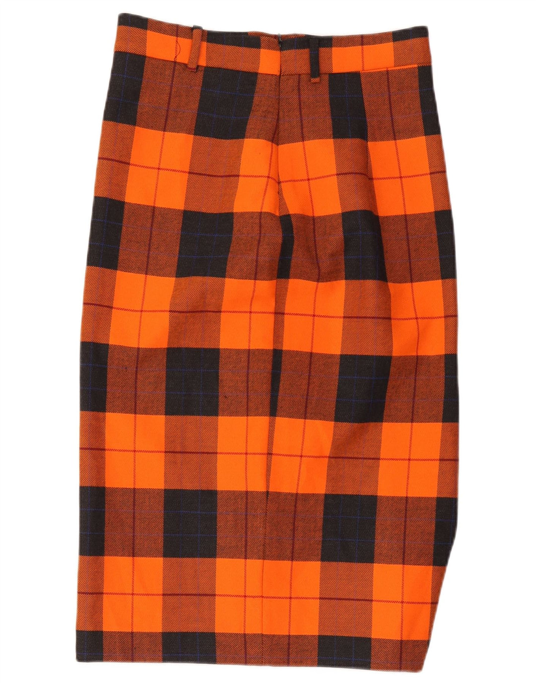 Gonna dritta da donna vintage W30 scozzese medio arancione