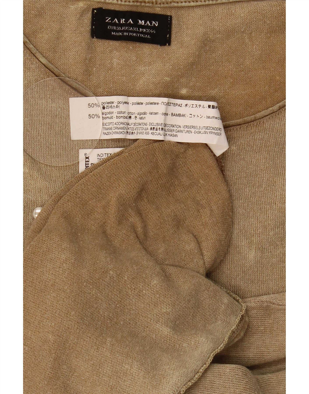 T-shirt da uomo Zara Top XL Poliestere screziato beige