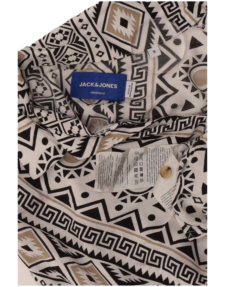 Camicia a maniche corte da uomo Jack & Jones Small in viscosa geometrica bianca
