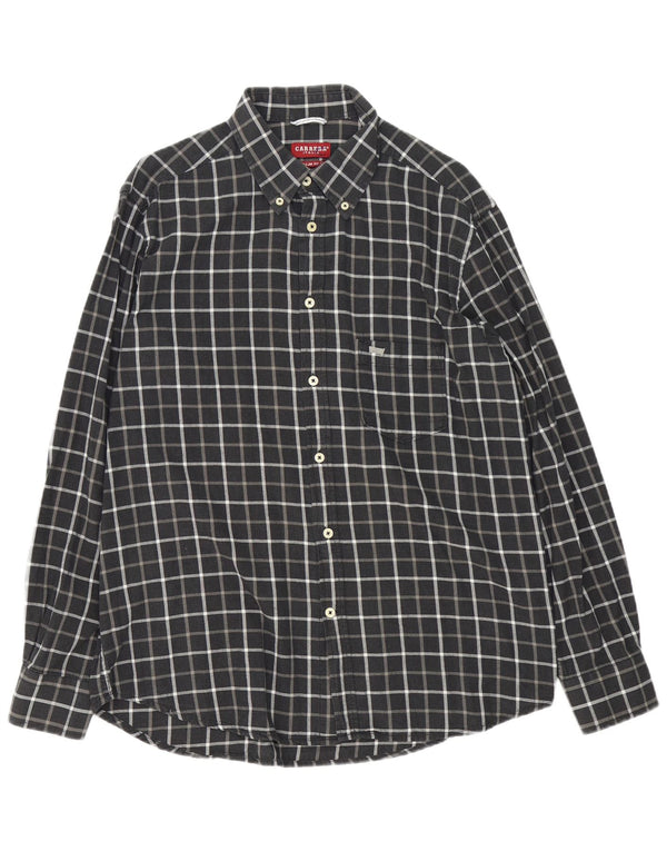 Camicia Carrera da uomo vestibilità regolare XL in cotone a quadri grigio