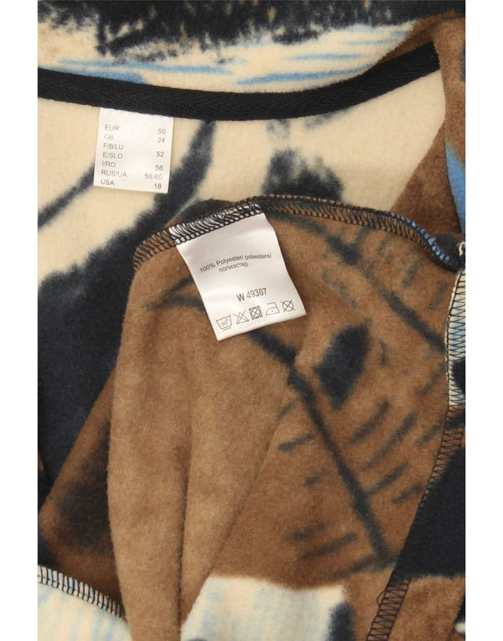 Giacca in pile vintage da donna con motivo astratto UK 24 4XL Colorblock marrone