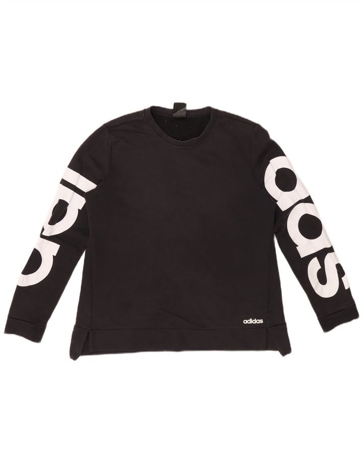 Felpa grafica Adidas Climalite da donna IT 44 cotone nero medio