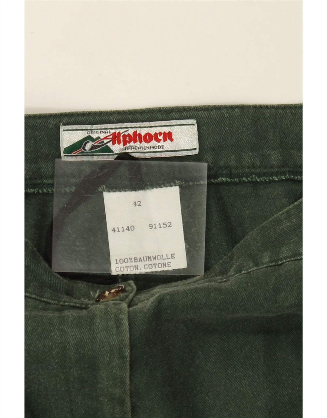 Pantaloni casual dritti da donna Alphorn EU 42 Large W30 L28 Cotone verde
