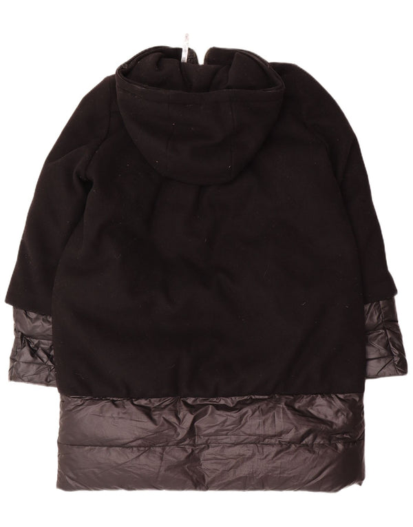 MARELLA Womens Hooded Padded Coat UK 14 Medium Black Colourblock Wool