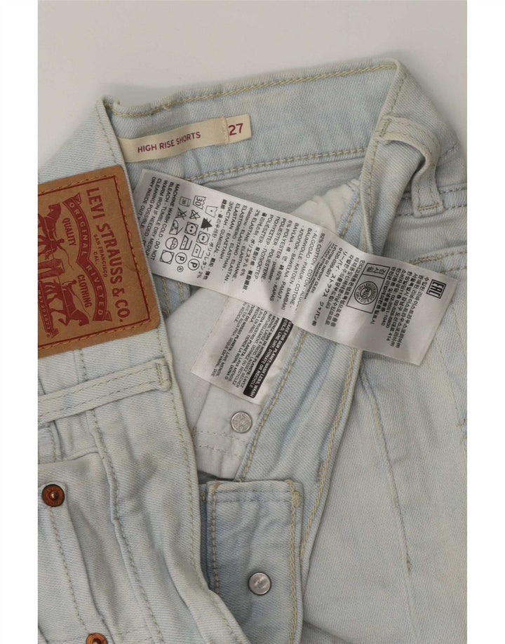 Pantaloncini di jeans a vita alta da donna Levi's W27 piccoli in cotone blu