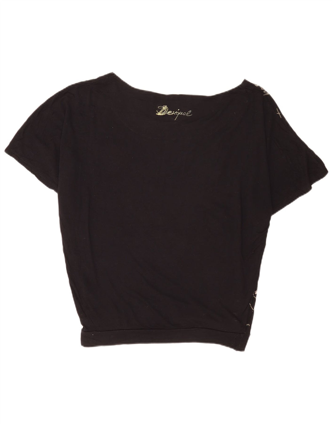 Desigual T-shirt grafica oversize da donna Top UK 14 Medium Black Viscosa