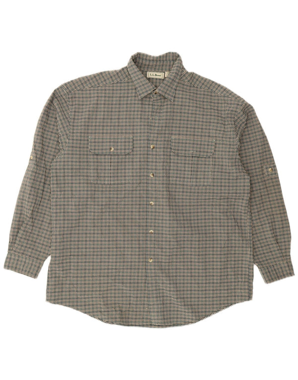 Camicia da uomo in flanella L.L.Bean XL poliestere a quadri verdi