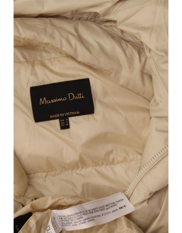 Cappotto imbottito da donna Massimo Dutti UK 10 piccolo poliestere bianco sporco
