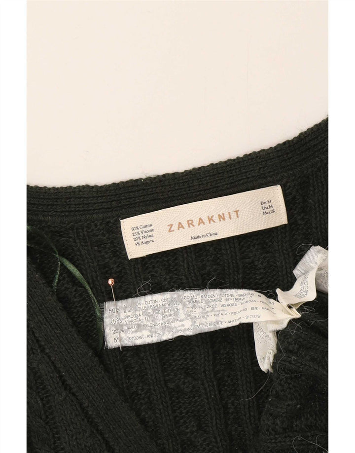 Maglione cardigan da donna Zara UK 12 cotone verde medio