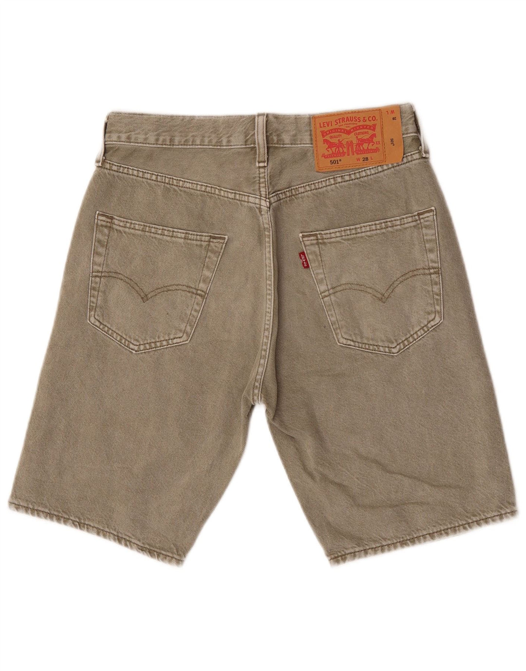 Pantaloncini di jeans Levi's 501 da uomo W28 piccoli in cotone kaki