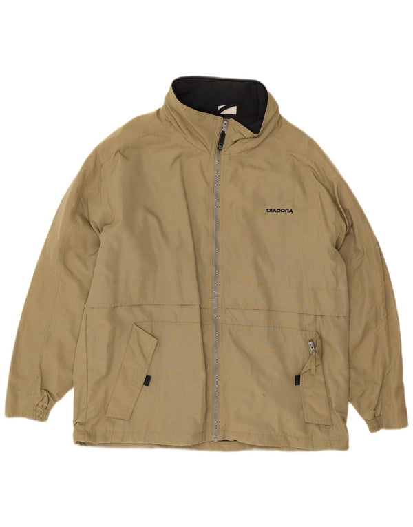 Giacca antipioggia da uomo Diadora con vestibilità ampia con cappuccio UK 36 Small Khaki Poliammide