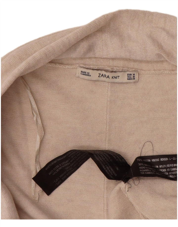 Maglione cardigan aperto da donna Zara UK 14 Viscosa beige medio