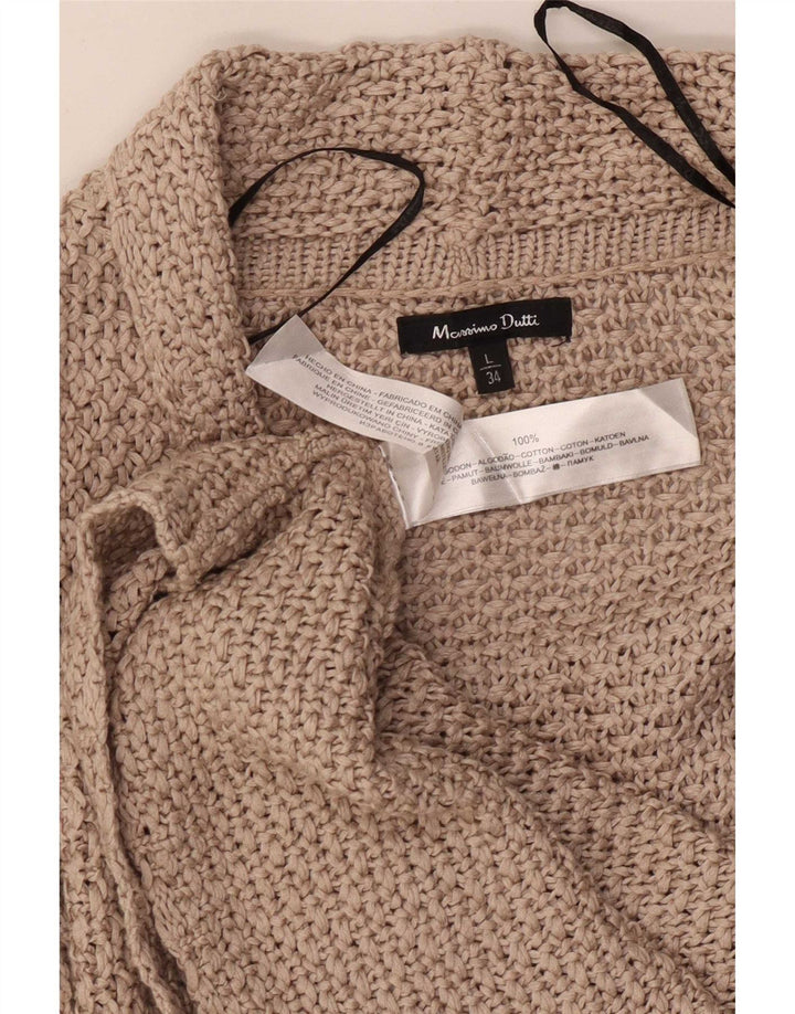 Maglione cardigan aperto da donna Massimo Dutti UK 16 grande cotone beige