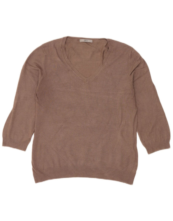 Maglione da donna Marks & Spencer con maniche a 3/4 e scollo a V UK 14 Beige medio
