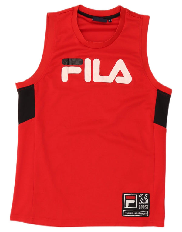 Canotta grafica da uomo Fila Small rossa in poliestere color block