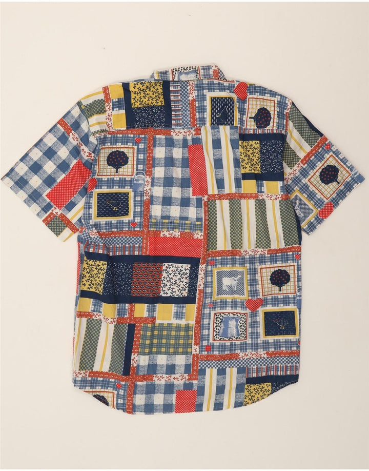 Camicia a maniche corte da uomo VINTAGE grande in cotone patchwork multicolore