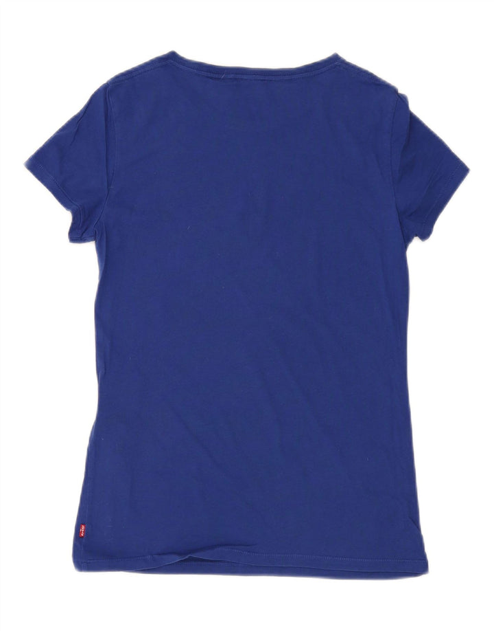 LEVI'S Womens Graphic T-Shirt Top UK 10 Small Blue Cotton