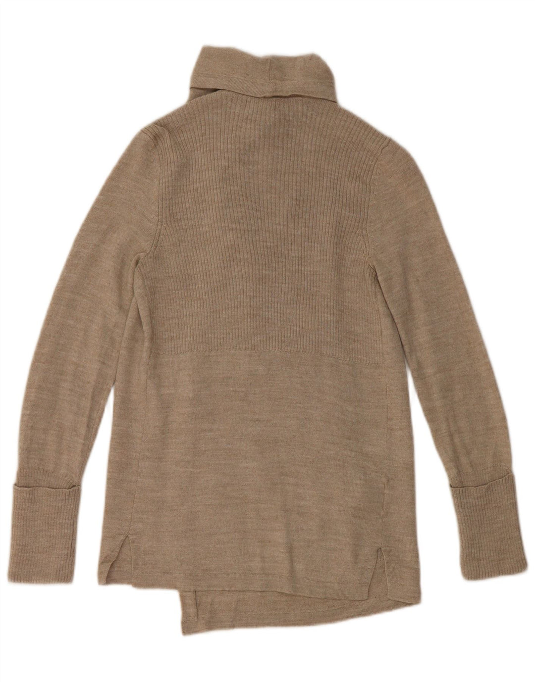 EDDIE BAUER Maglione cardigan aperto da donna UK 6 XS Acrilico beige