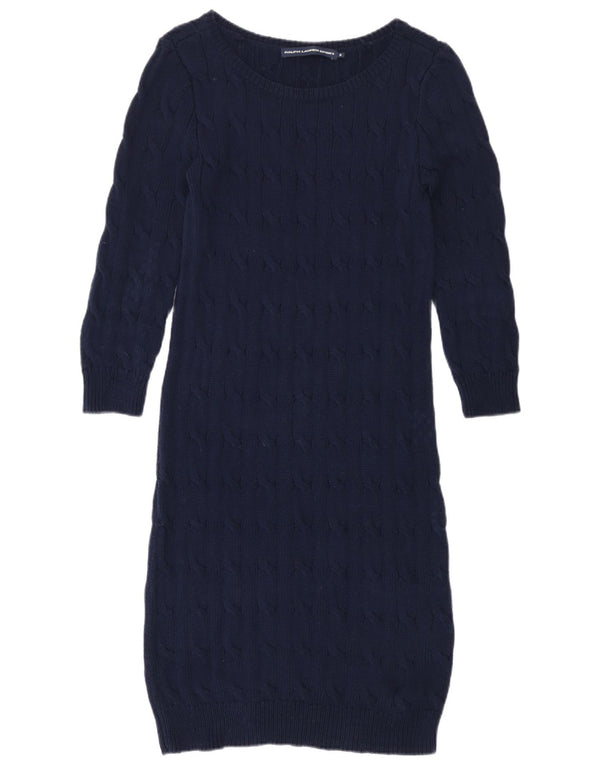 Abito maglione da donna Ralph Lauren UK 12 cotone blu navy medio