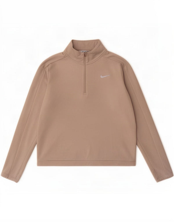 Top della tuta pullover con zip e collo Nike Dri Fit da donna UK 14 Grigio medio
