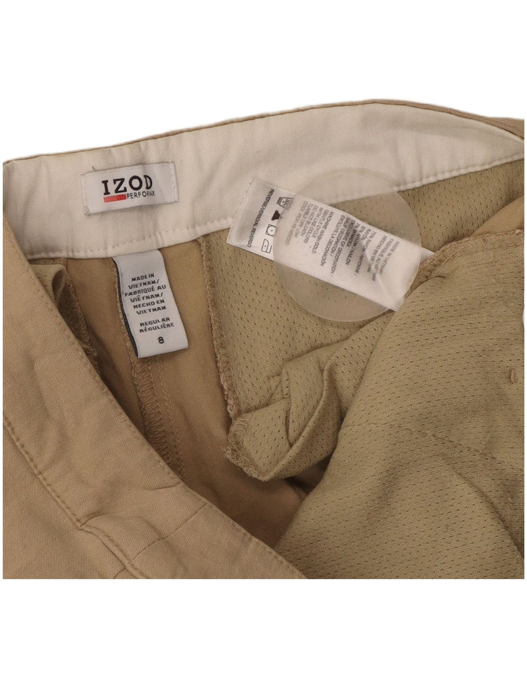 Pantaloni chino dritti da donna IZOD US 8 medi W34 L30 Rayon beige