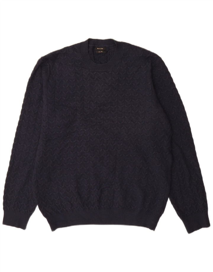 Massimo Dutti Maglione da uomo girocollo in viscosa XL blu navy