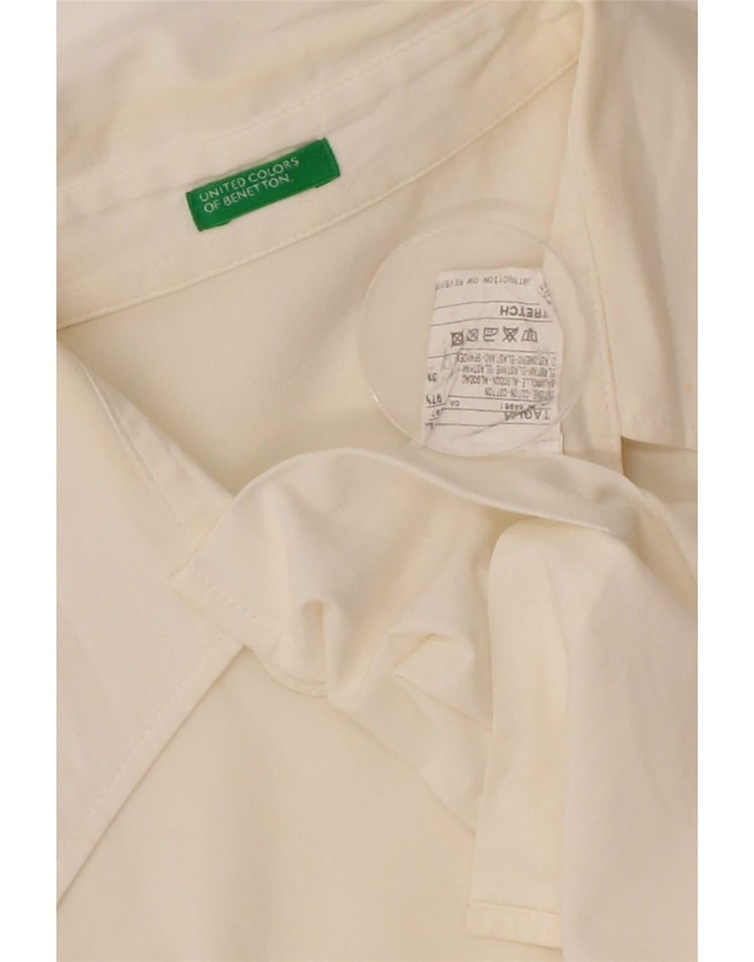 BENETTON Womens Shirt UK 16 Large Off White Cotton Vintage Benetton and Second-Hand Benetton from Messina Hembry 
