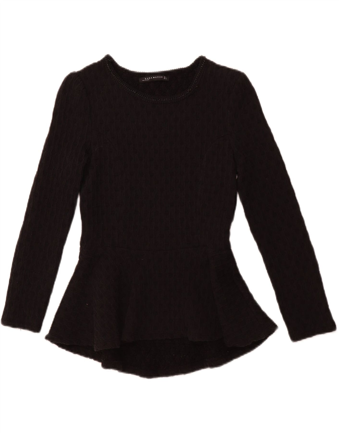 ZARA Womens Long Sleeve Blouse Top UK 8 Small Black
