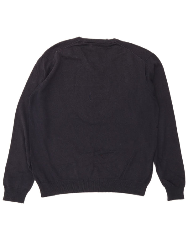 Gant Maglione da uomo con scollo a V grande in cotone blu navy