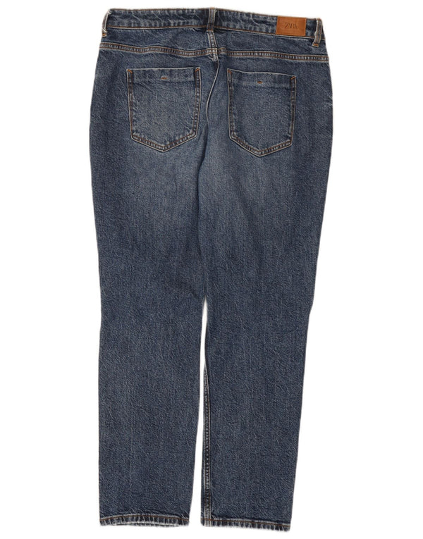 Zara Womens Distressed Straight Jeans EU 40 Medium W30 L28 Blue Cotton