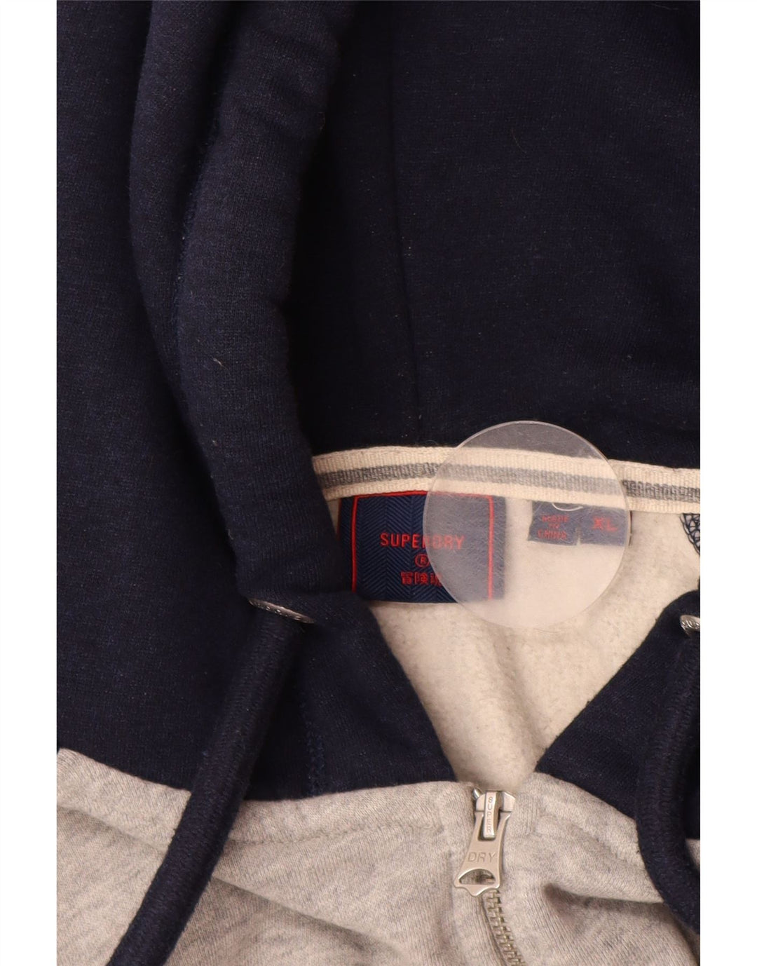 Maglione con cappuccio e zip da uomo SUPERDRY XL in cotone color block grigio