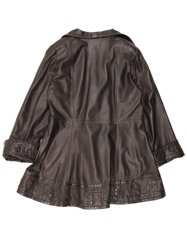 Giacca in pelle da donna vintage UK 14 in pelle nera media