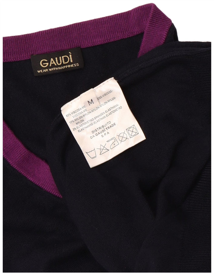 Maglione maglione con scollo a V da donna GAUDI UK 14 Blocco colore blu navy medio