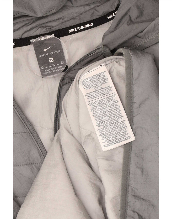 Giacca imbottita con cappuccio Nike da uomo UK 42 XL nylon grigio