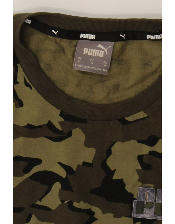 PUMA Mens T-Shirt Top Medium Green Camouflage Cotton Vintage Puma and Second-Hand Puma from Messina Hembry 