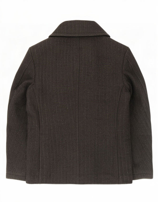 Cappotto da marinaio da uomo Superdry UK 40 grande lana a spina di pesce grigia