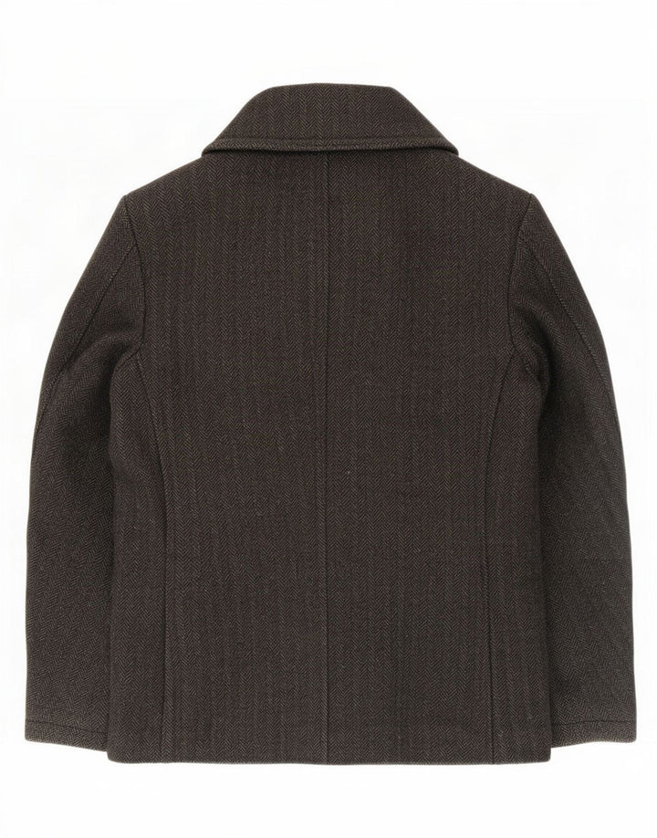 Cappotto da marinaio da uomo Superdry UK 40 grande lana a spina di pesce grigia