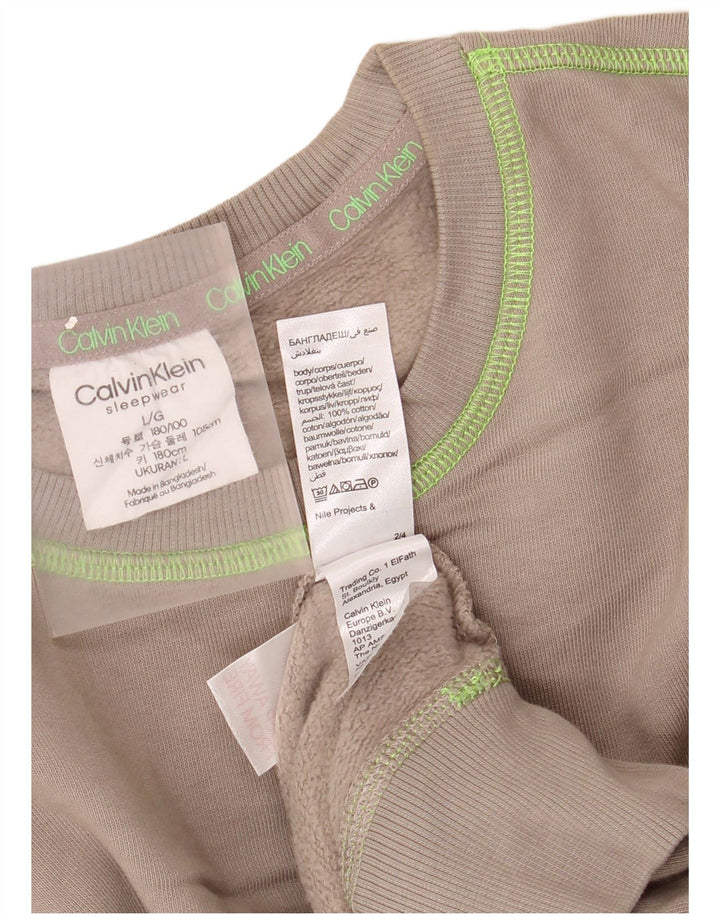Calvin Klein Maglietta grafica da uomo a maniche lunghe grande in cotone marrone