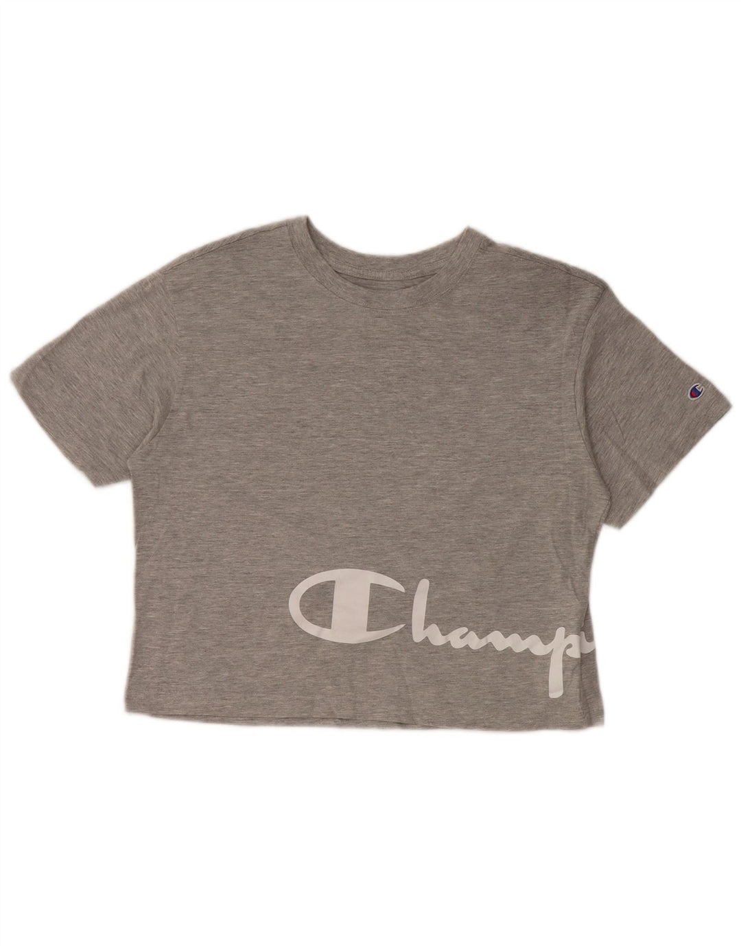 T-shirt grafica corta da donna CHAMPION Top UK 10 piccolo cotone grigio