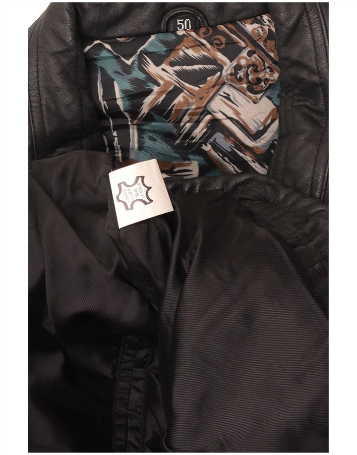 Giacca bomber in pelle da uomo vintage EU 50 grande in pelle nera