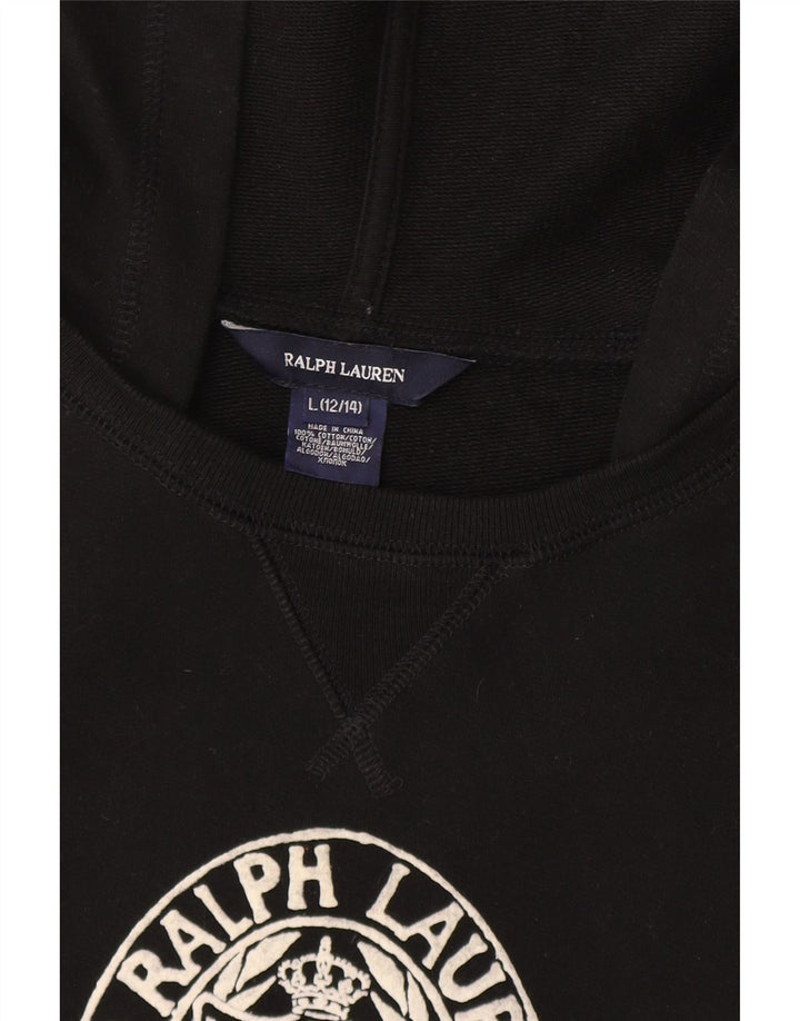 Abito Ralph Lauren per ragazze con grafica a vita bassa 12-13 anni, grande in cotone nero